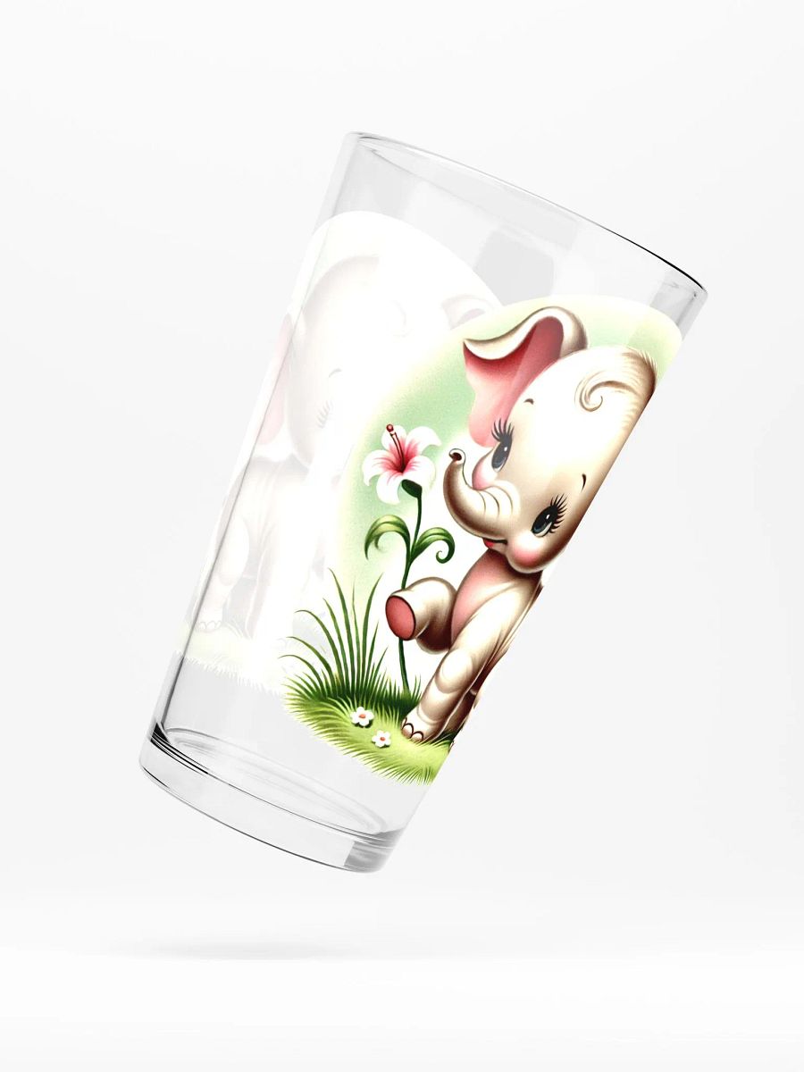 Baby Elephant with Flowers 16 oz Glass - Retro Glassware product image (5)