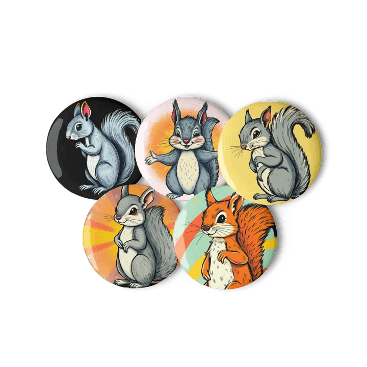 Whimsical Squirrel Pin Button Set product image (3)