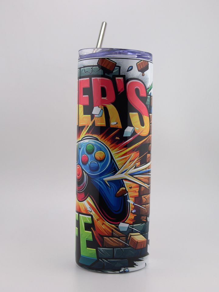 20oz Gamer Life Tumbler with Metal Straw product image (2)