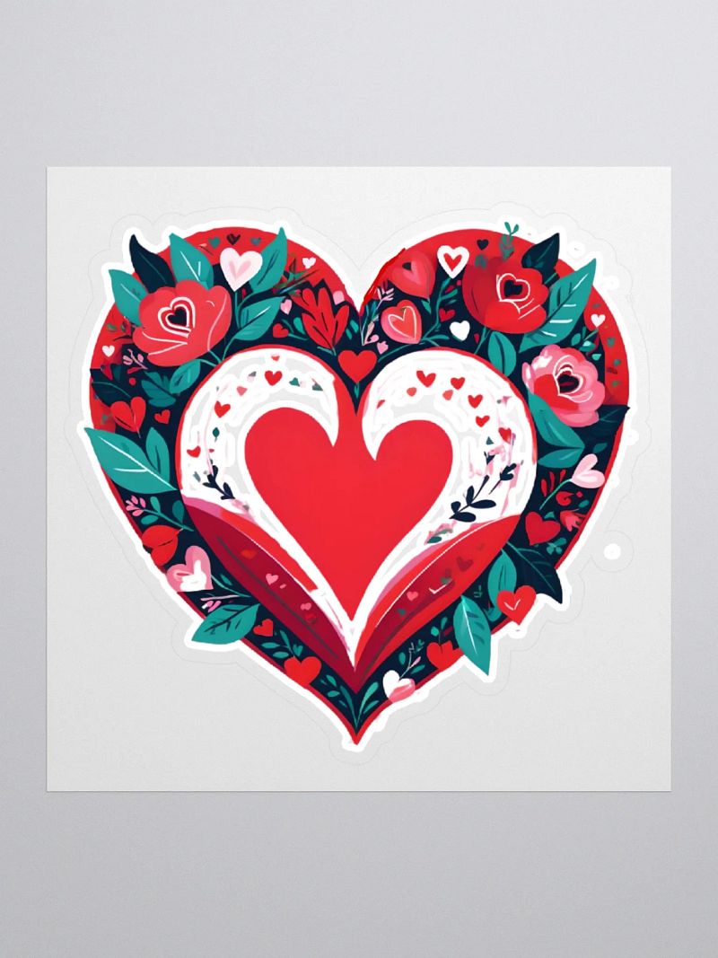 Whimsical Retro Valentine’s Day Heart Sticker