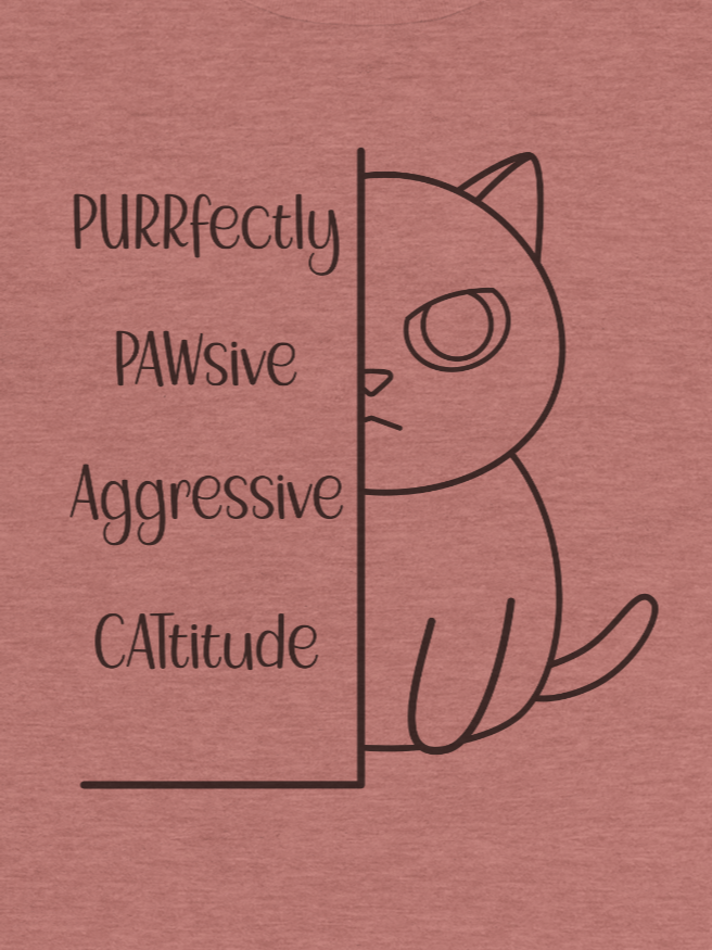 Passive Aggressive Cattitude Unisex Long Sleeve Tee, Black Print product image (1)