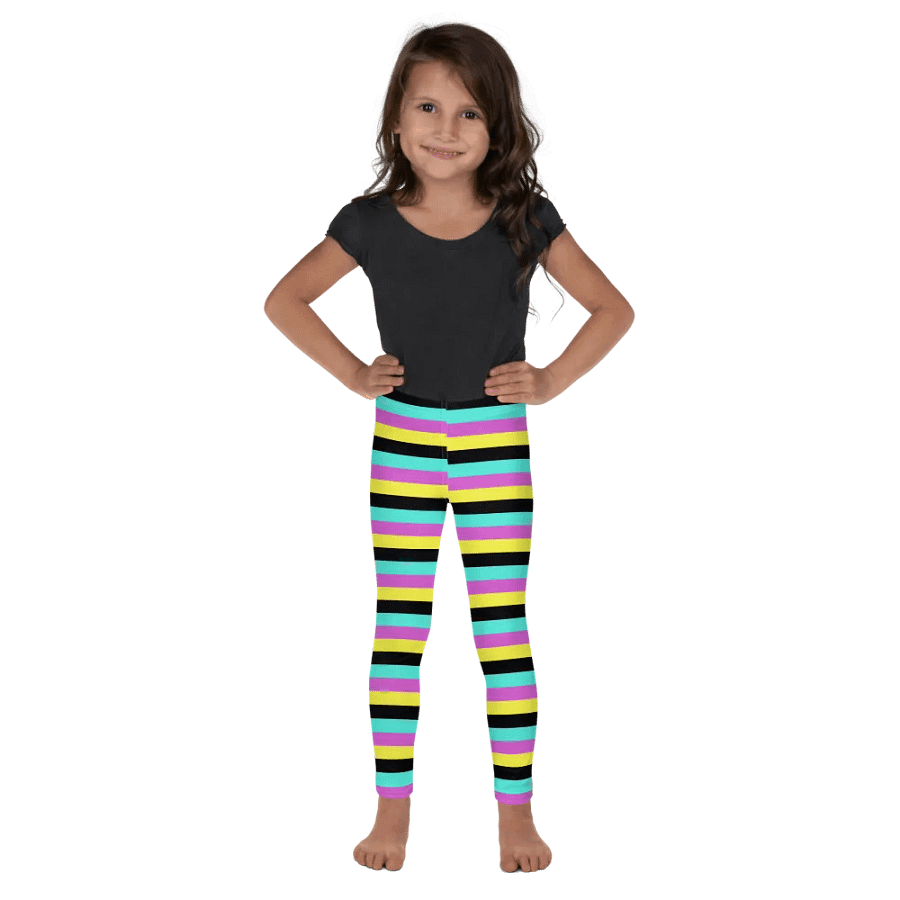 Colorful Spring Leggings for Girls with fun stripes, light, Leopard Collection product image (3)