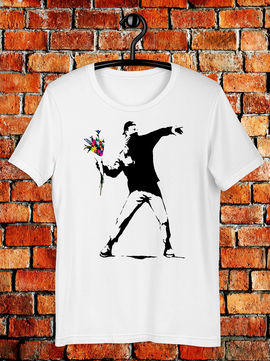 Banksy Flower Thrower T-Shirt – Street Art Protest Graphic Tee product image (1)