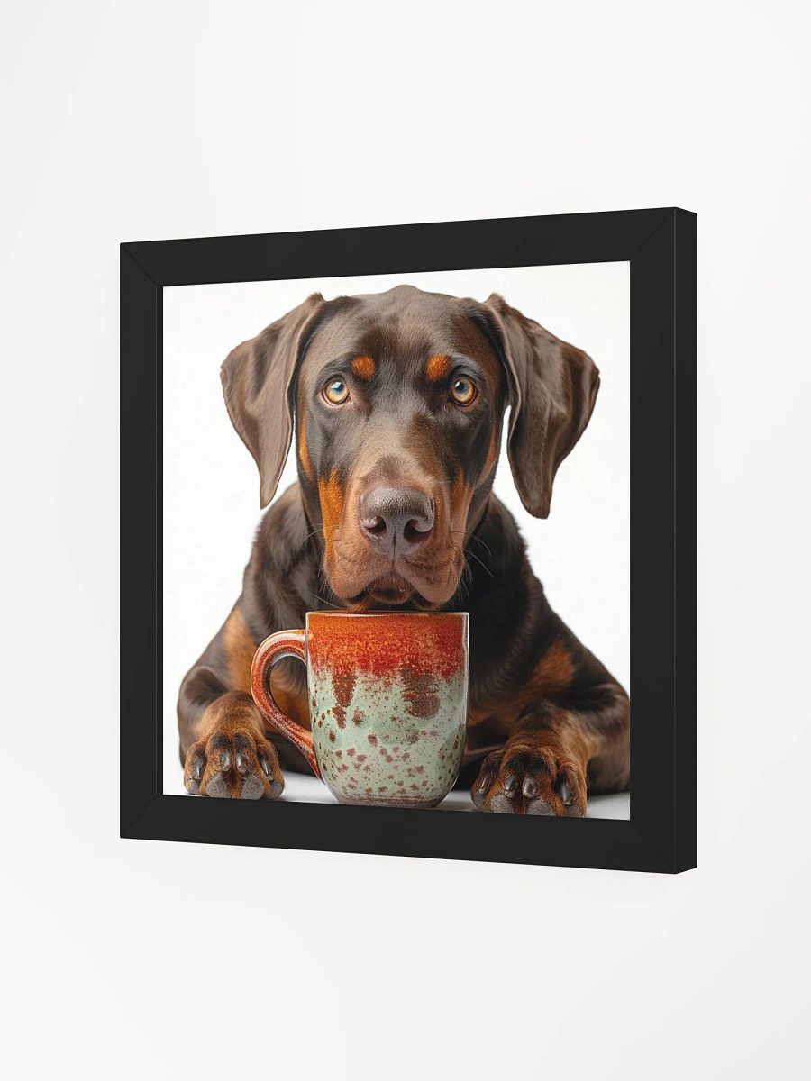 Coffee Lover Cute Doberman Pinscher Dog Framed Wall Art product image (3)