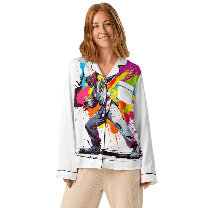 All-Over Print Women's Long Sleeve Pajama Top ( D_0144_Color Kick Taekwondo Boy of the Streets ) product image (1)