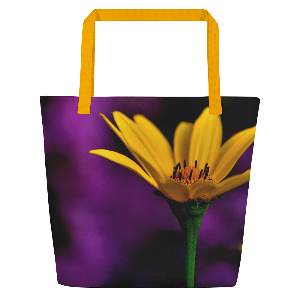 Große Tragetasche - Leuchtend gelbe Blüte mit violettem Hintergrund product image (2)