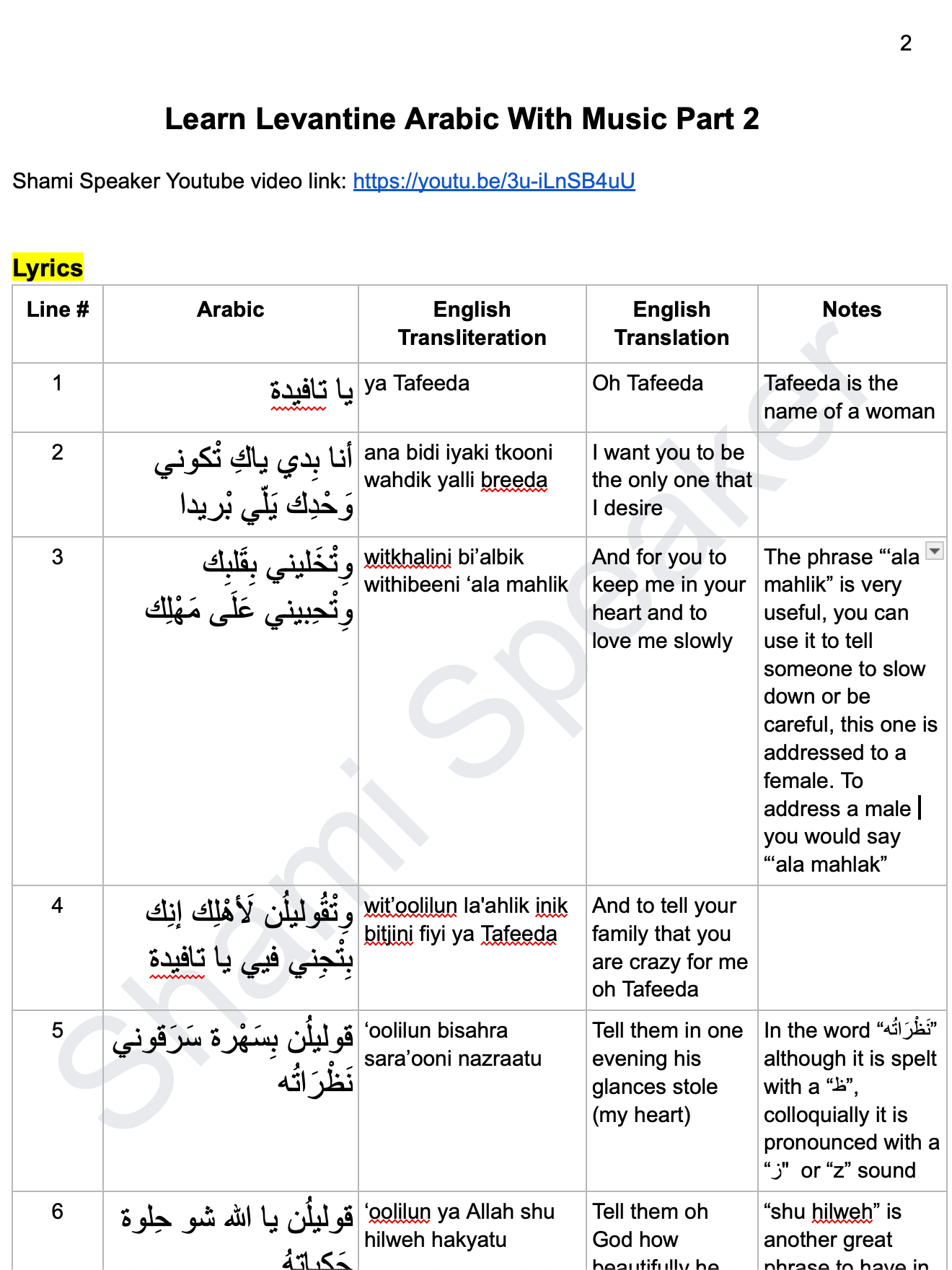 Learn Levantine Arabic With Music Part 2 product image (2)