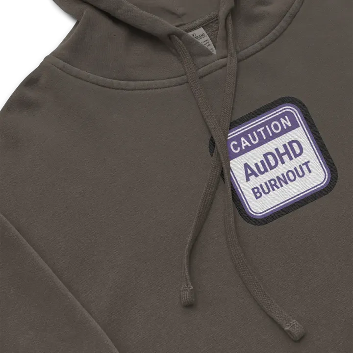 CAUTION: AuDHD BURNOUT embroidered pigment hoodie (purple bubble design) product image (1)
