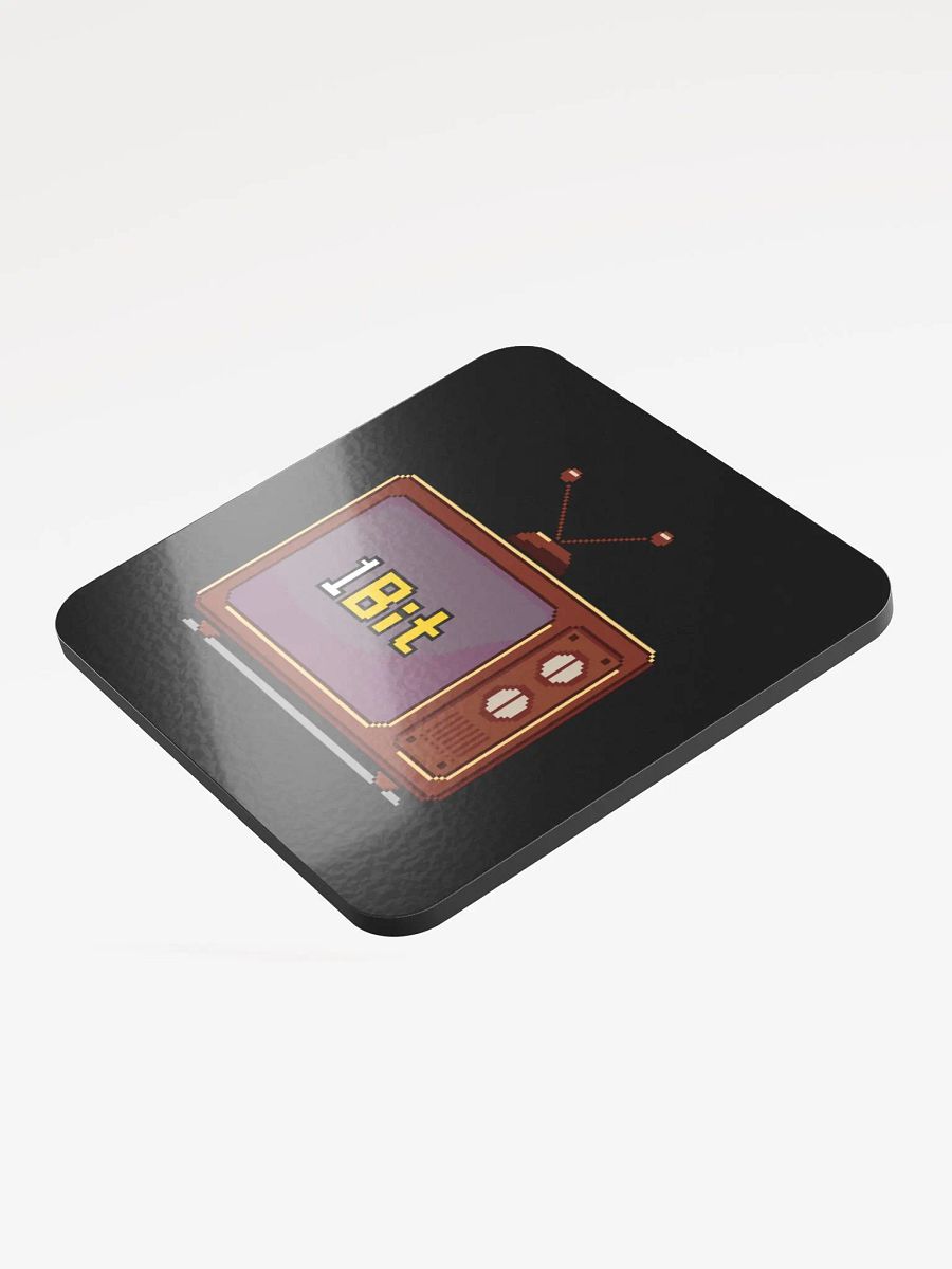 1Bit Pixel Art Glossed Cork Coaster (black) product image (3)