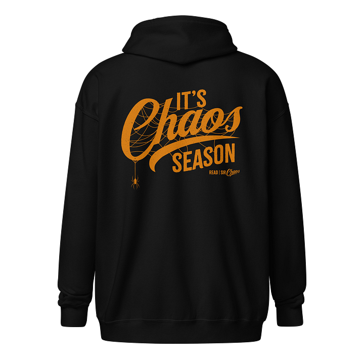 It's Chaos Season Zippered Hoodie (Orange Text) product image (2)