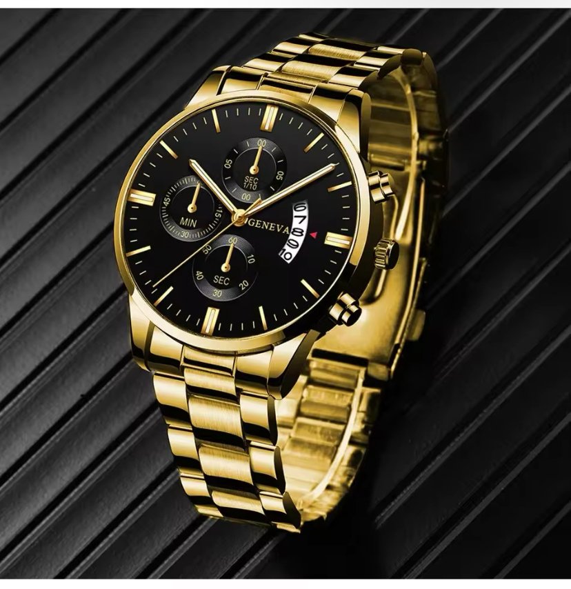Fashion Men Gold Stainless Steel Watch Luxury product image (1)