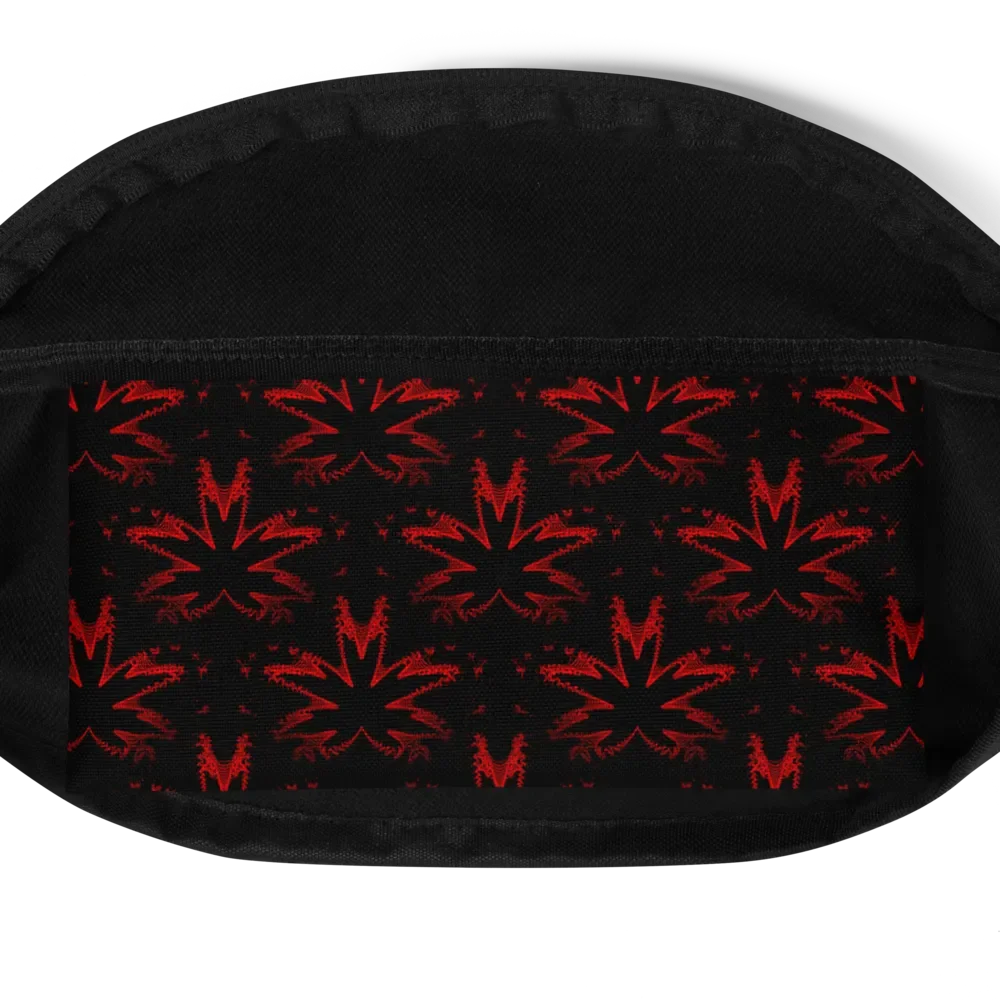 Pot Leaves Pattern Fanny Pack, Weed Leaf Red Black Bag, Twisted 420 Festival Fashion, Cannabis Stoner Accessory product image (4)