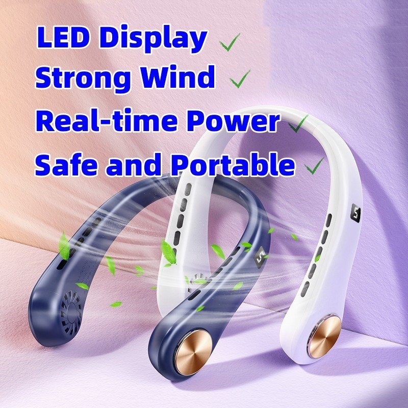 Neck Fan Mini Portable Bladeless Hanging Neck Rechargeable Air Cooler Summer Sports Fans product image (2)