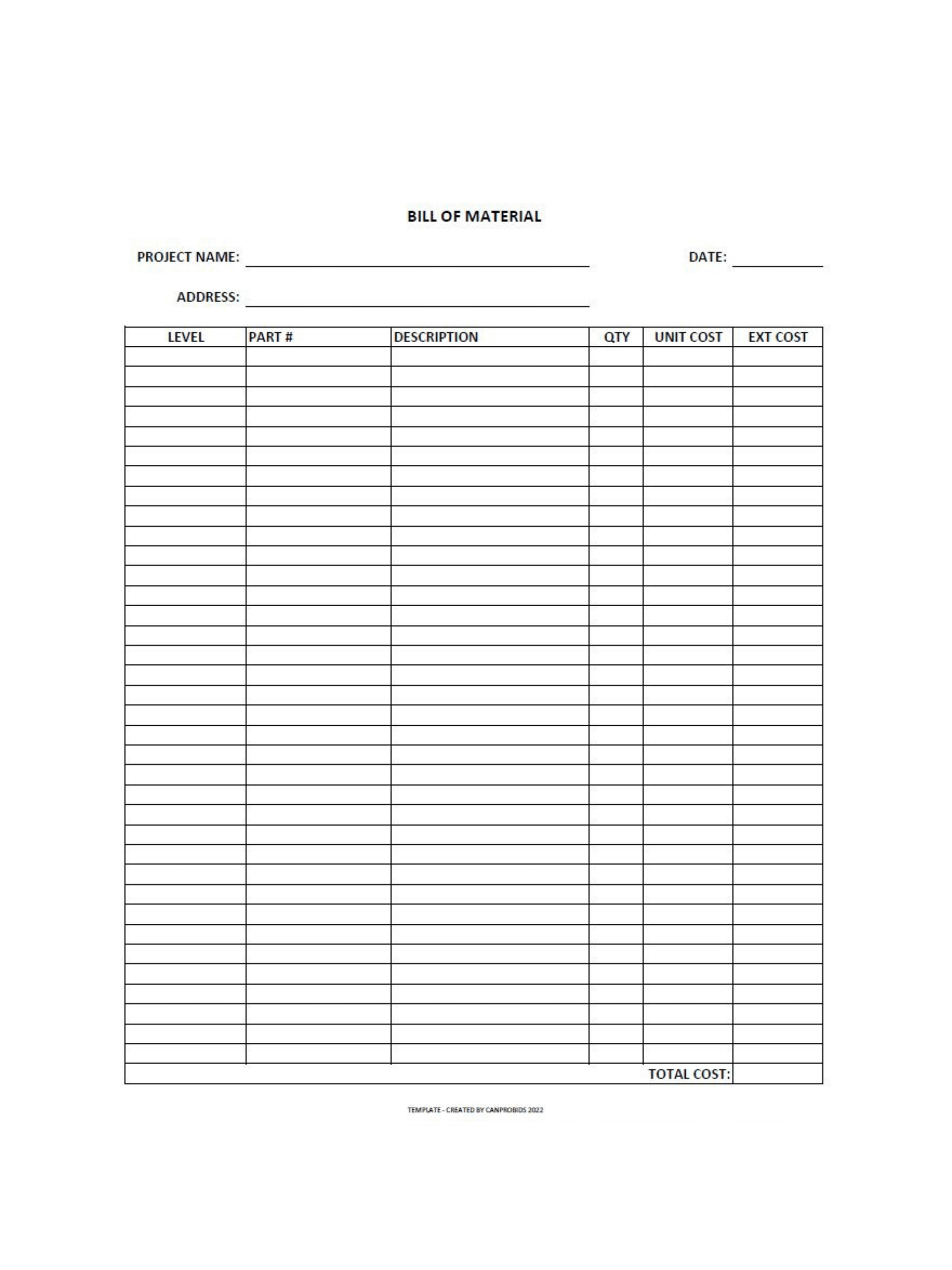 Bill of Material Style 01 – PDF Print product image (2)
