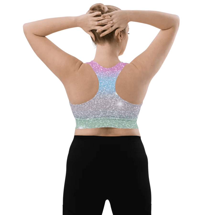 Glitter Unicorn Texture Design Longline Sports Bra - 5 product image (7)