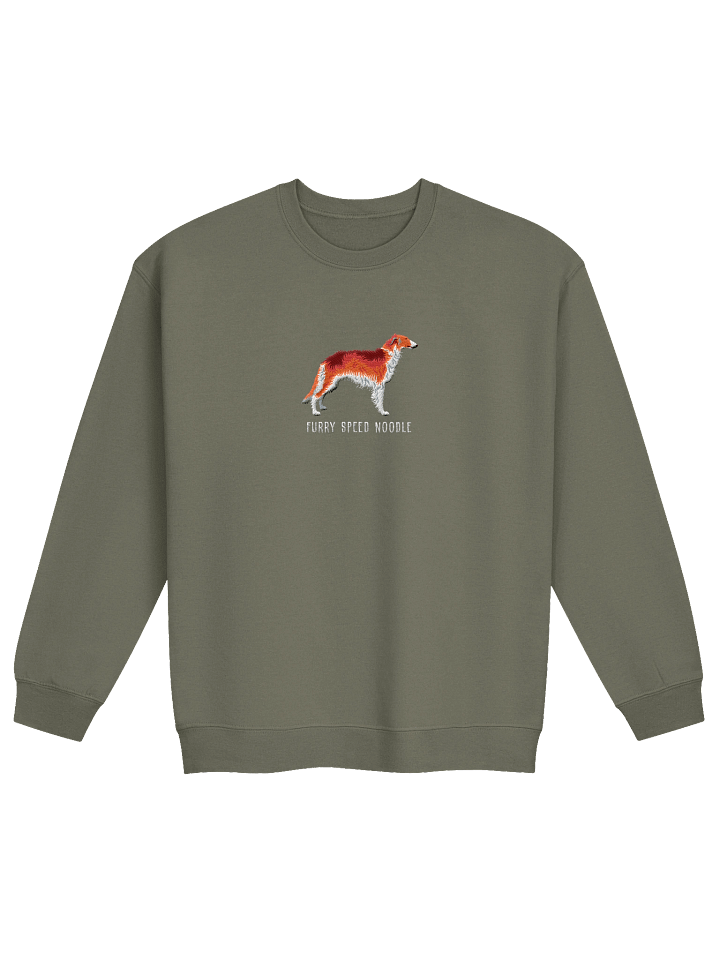 Furry Speed Noodle Sweatshirt (Embroidered) of a Borzoi(Red & White) product image (17)