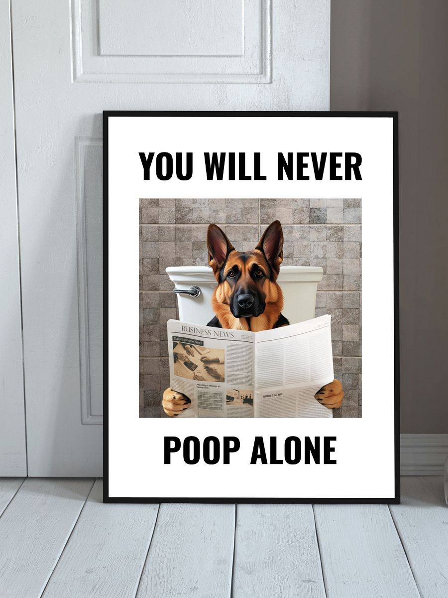 German Shepherd On Toilet Bathroom Downloadable Wall Art product image (2)