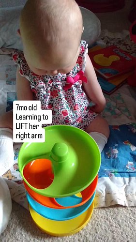 Her left arm just hung by her side, unable to move, until she was about 7 months old! Every day, every movement, every task, ...