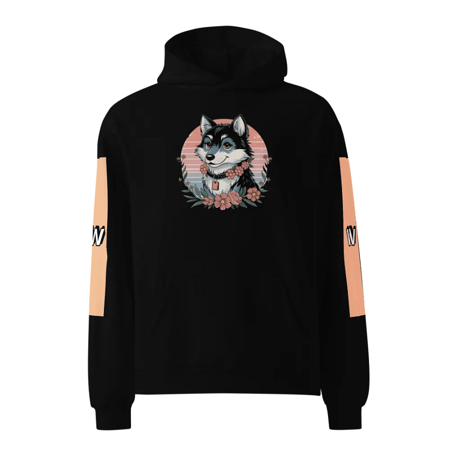Smiling wolf dog Floral Wreath Hoodie product image (7)