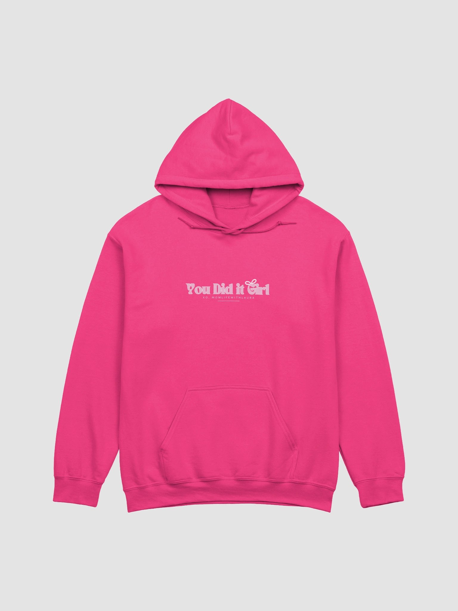 You Did it Girl Bow Hoodie - Hot Pink/Light Pink product image (1)