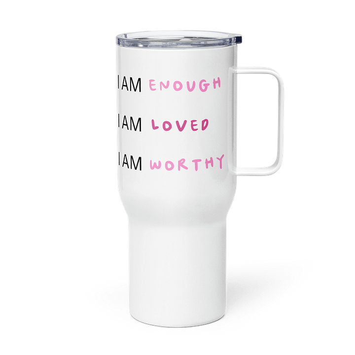 I am loved white travel mug product image (1)