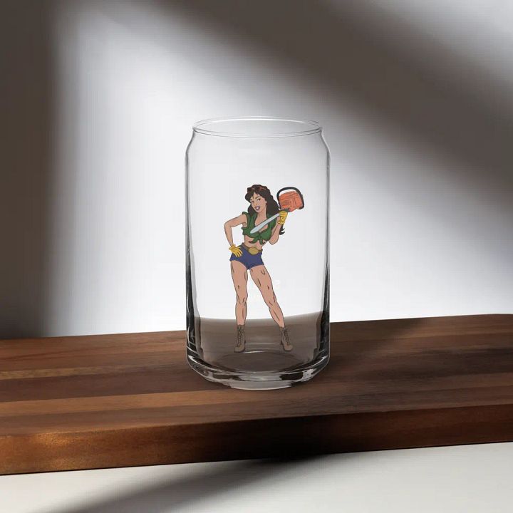 Brunette Chainsaw Betty Pinup Glass product image (2)