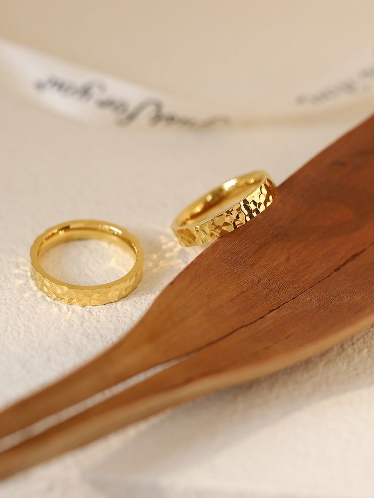 Hammered Texture Band Ring | 18K Gold Plated product image (6)