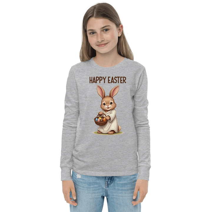 Easter Bunny Basket Youth Long Sleeve T-Shirt product image (4)