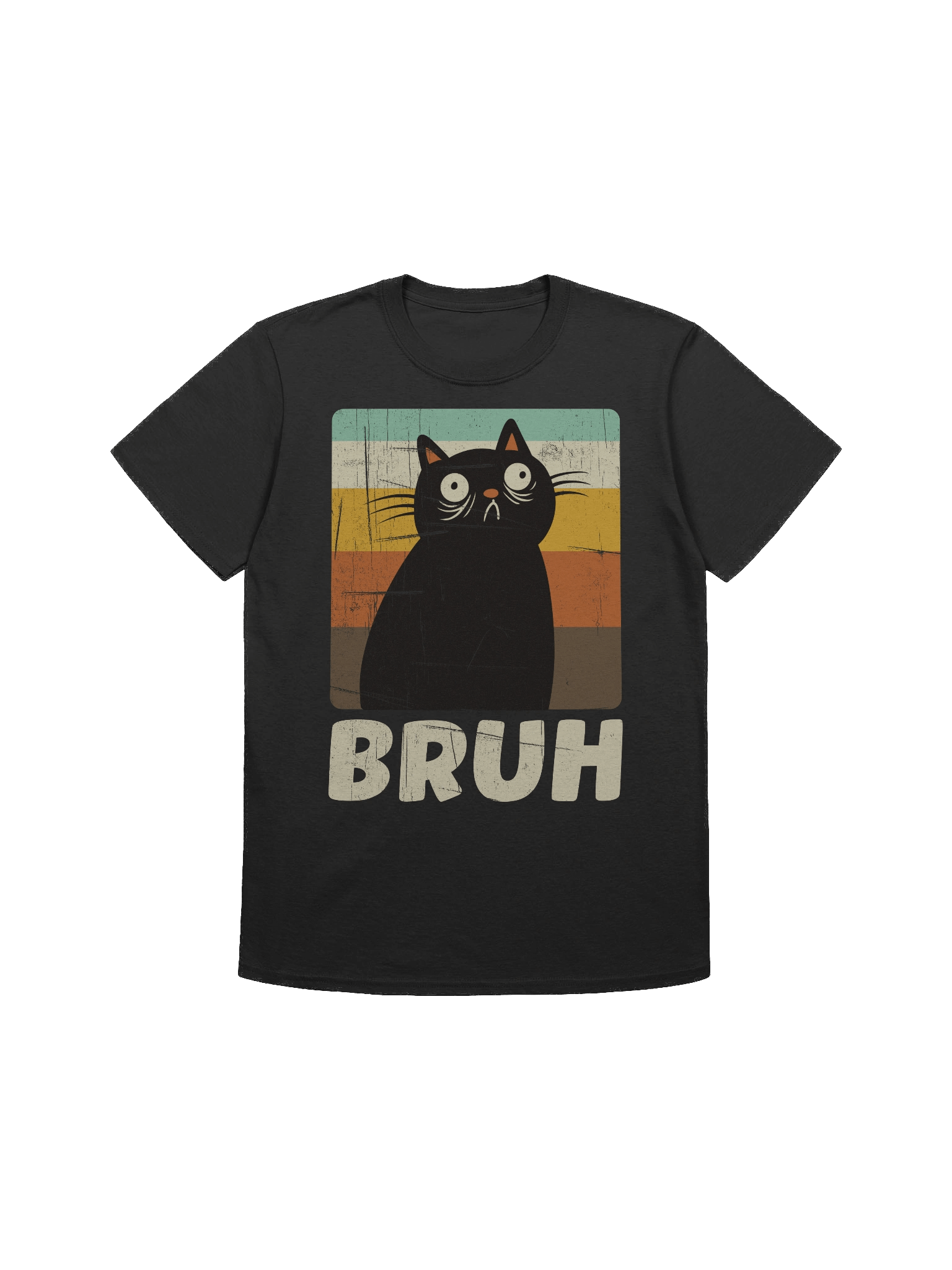BRUH Black Retro Cat T-Shirt product image (1)