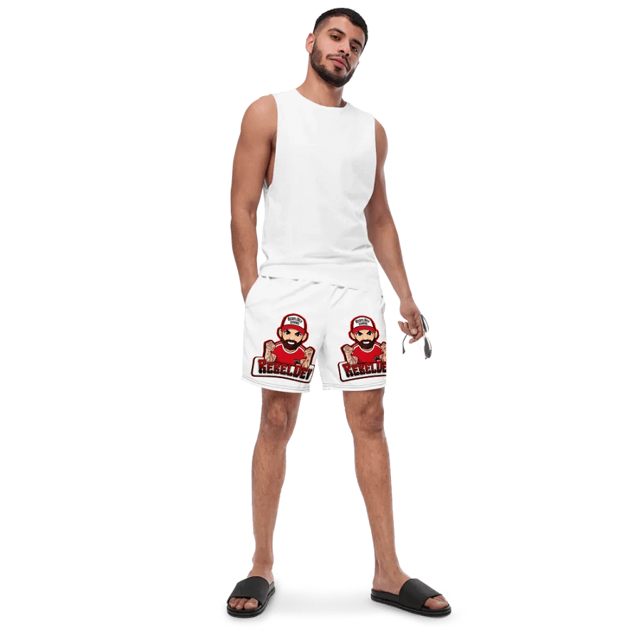RebelDev white swim trunks product image (4)