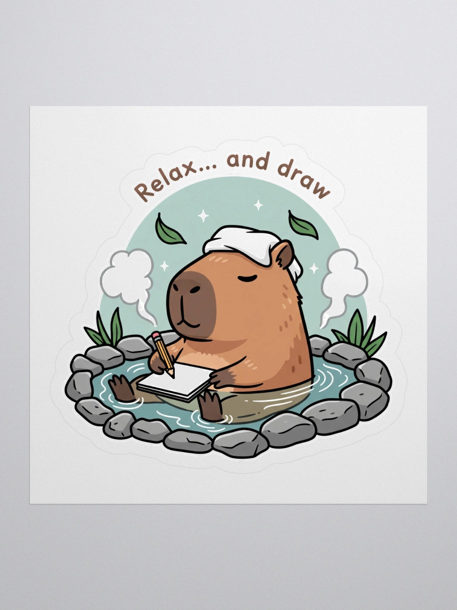 Capybara Sketch Spa Kiss Cut Sticker product image (1)