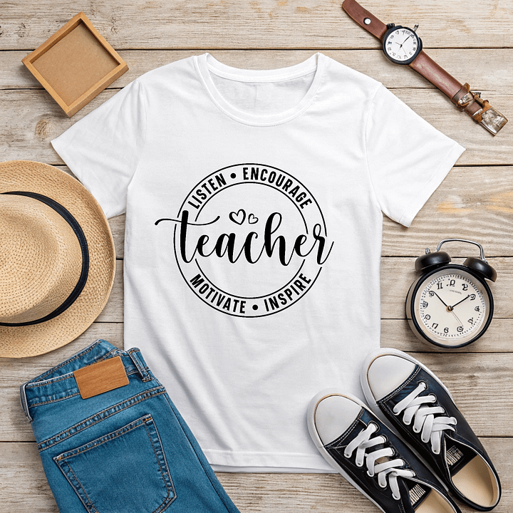 Teacher Listen Encourage Motivate Inspire - Women's White T-Shirt product image (2)