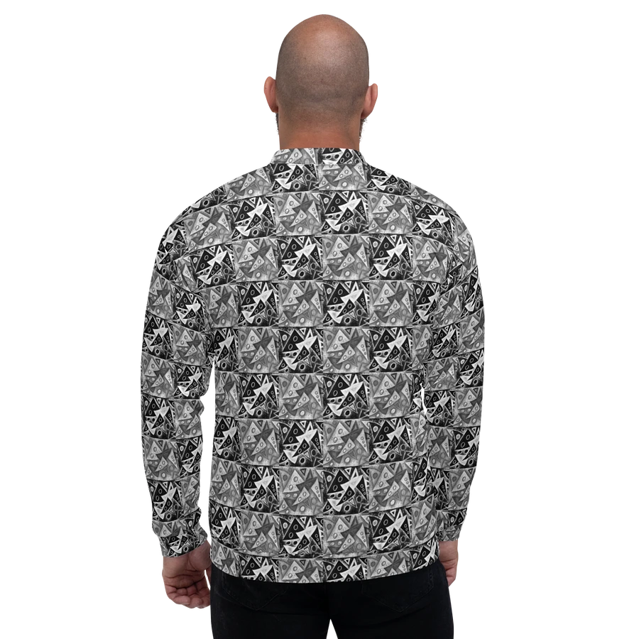 Abstract Triangles in Grey, Black and White Unisex Bomber Jacket product image (3)