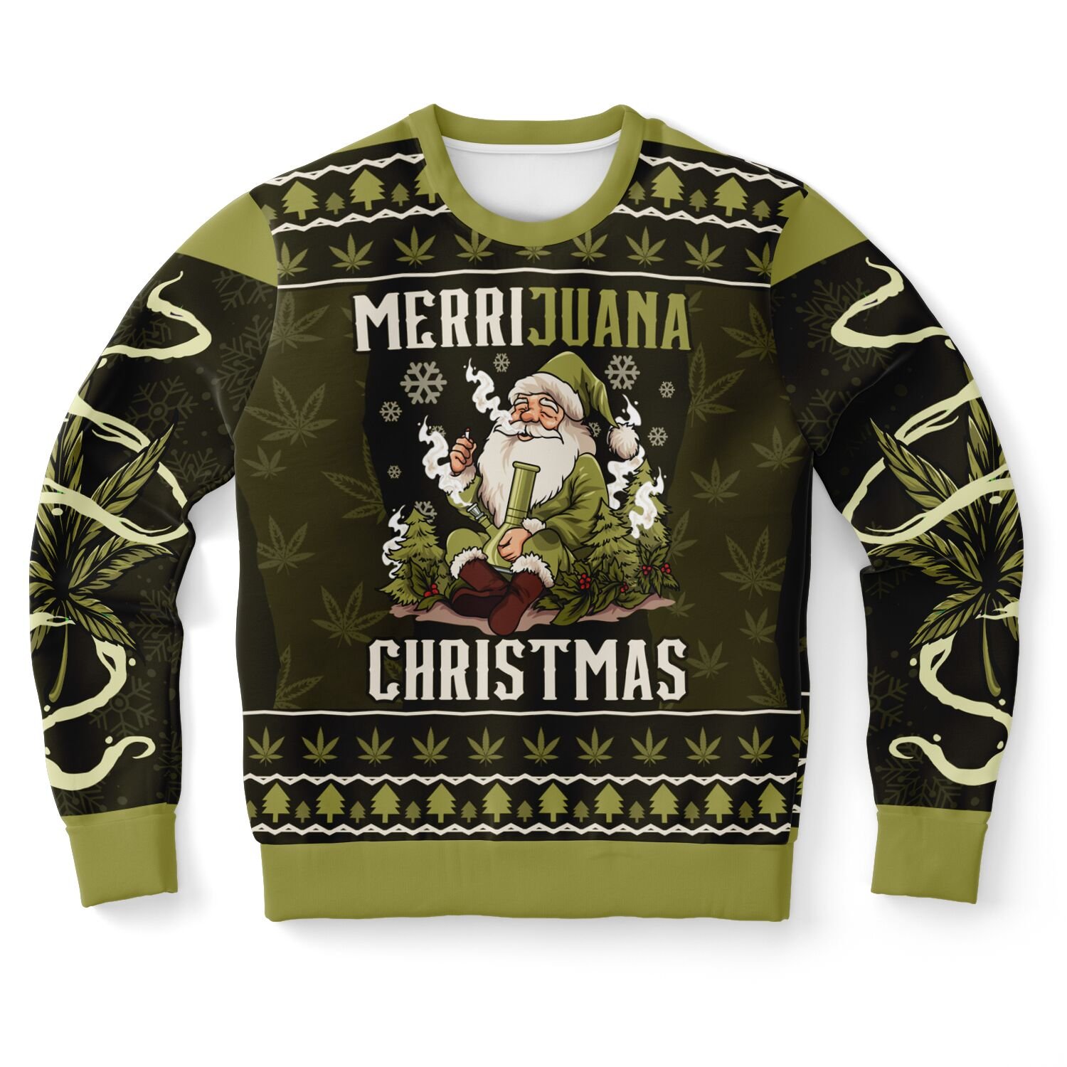 Merrijuana Christmas Sweater | Funny W**d Santa Holiday Sweatshirt | 420 Festive Outfit | Stoner Christmas Winter Outfit product image (9)