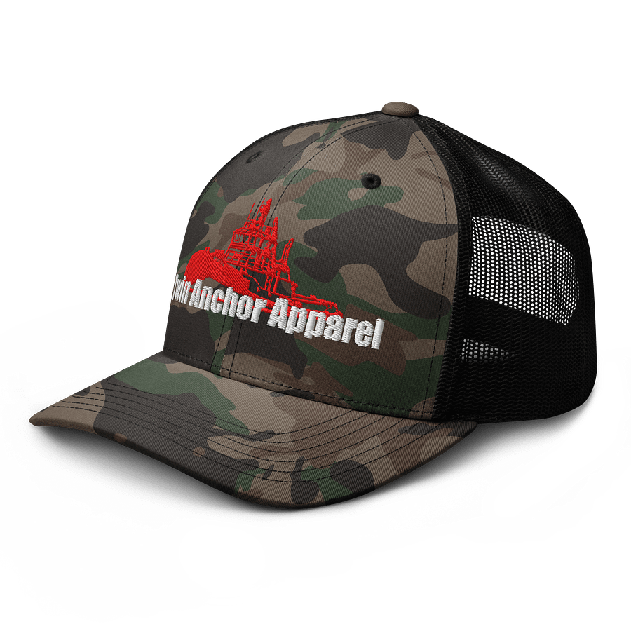 Red Marco tug Camo Trucker Hat product image (6)
