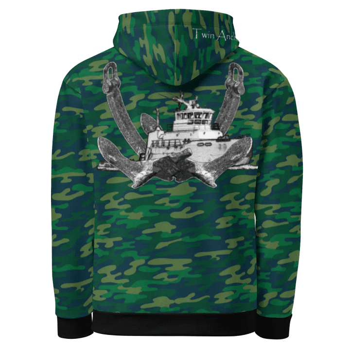 Camouflage Twin Anchor Titan tug Hoodie product image (1)