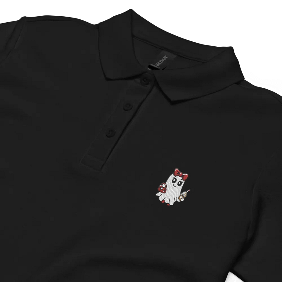 Stylish Ghost Embroidered Semi-Fitted Women's Cotton Polo Shirt product image (3)