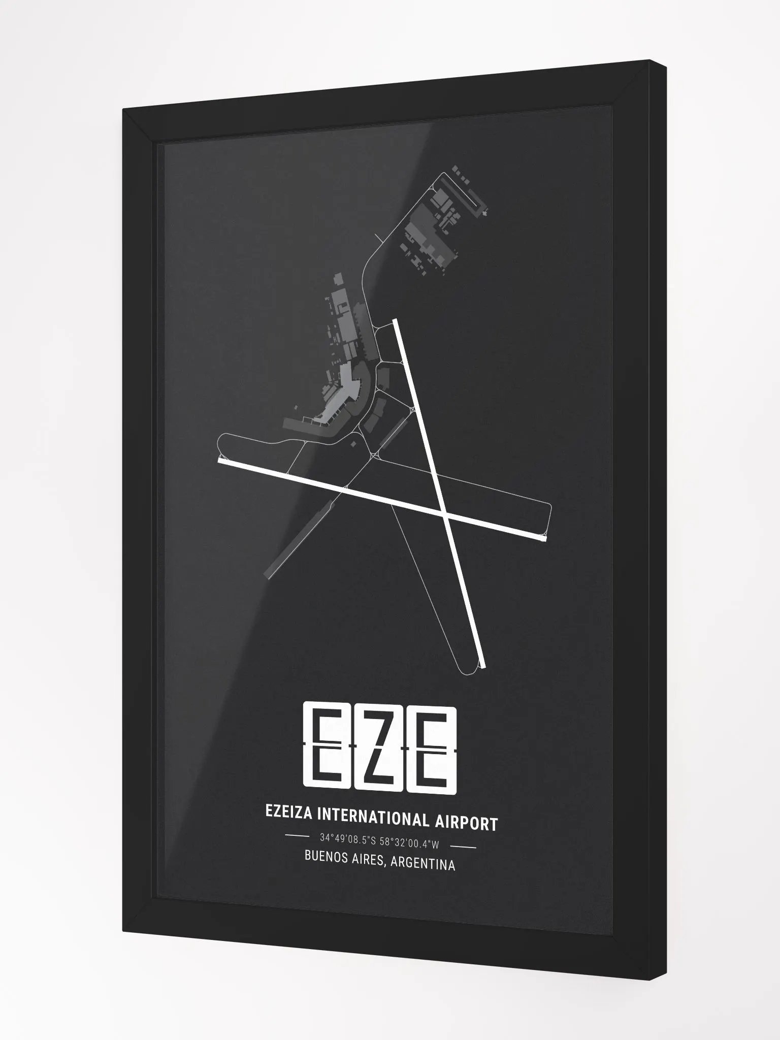 Framed Airport EZE Premium Map On Matt Paper product image (2)