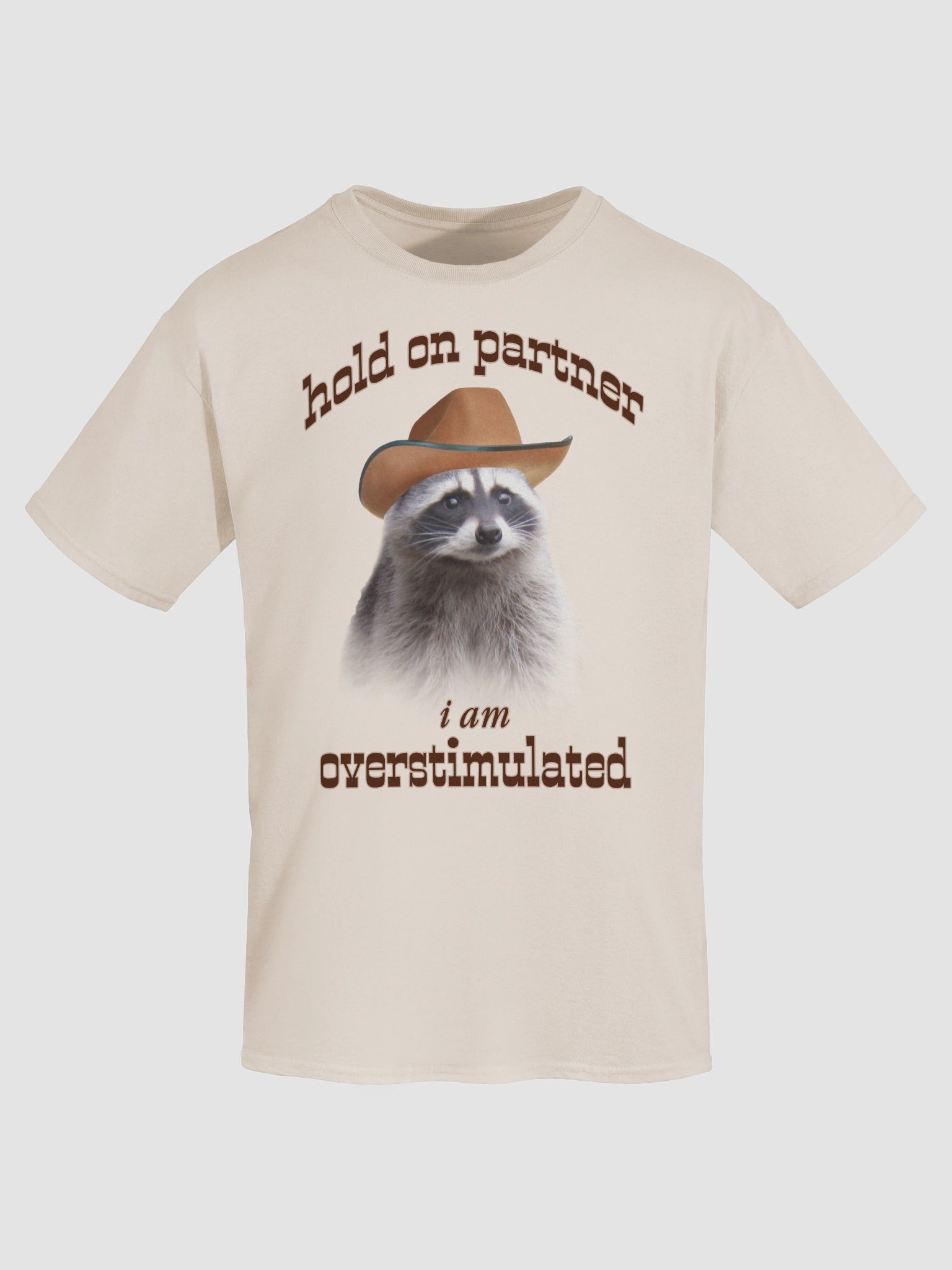Hold On Partner I'm Overstimulated - Raccoon T-shirt product image (7)