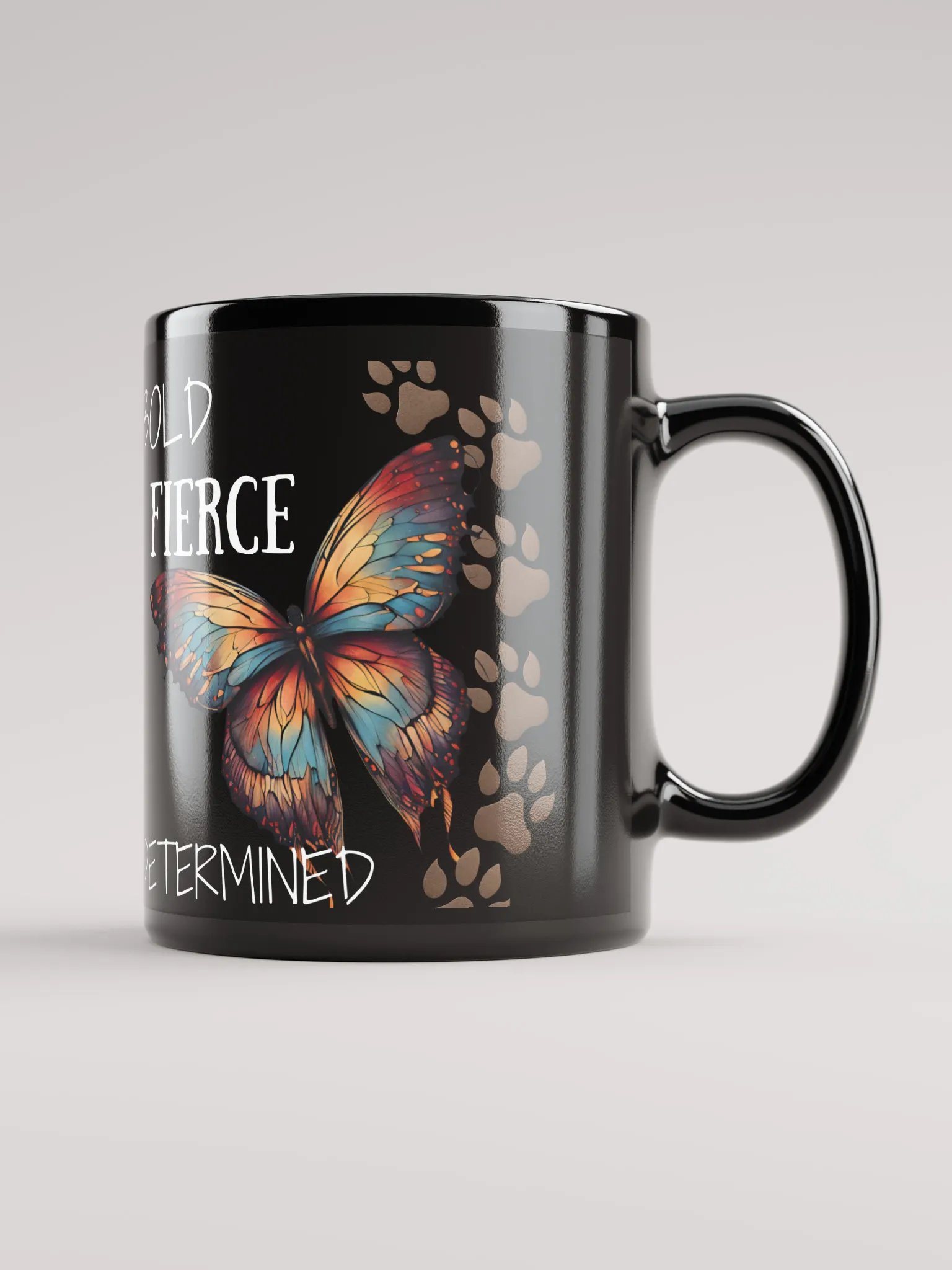 Bold, Fierce, & Determined, motivational, Black Glossy Mug 11oz product image (1)