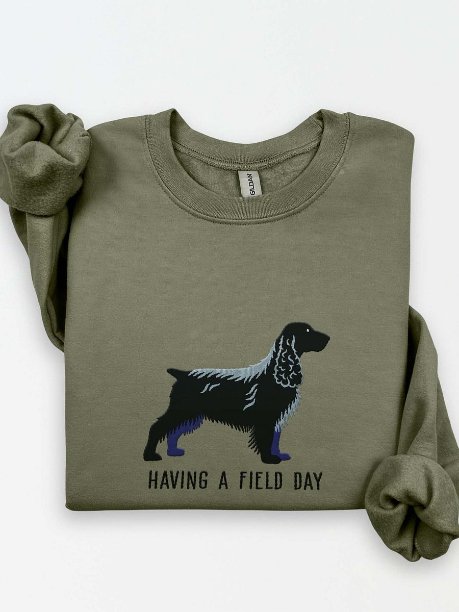 Having a Field Day Sweatshirt (Embroidered) of a Field Spaniel(Black) product image (1)