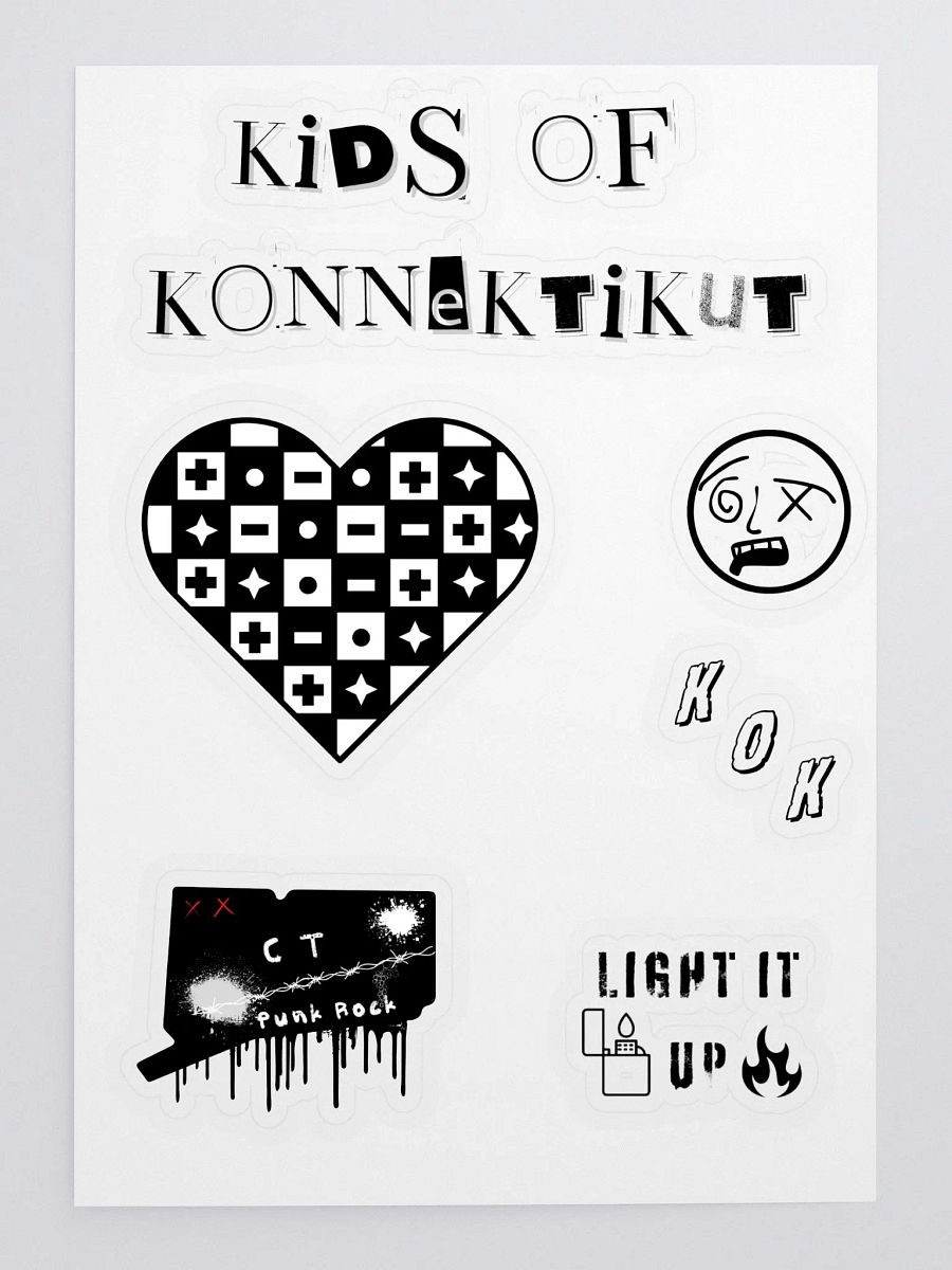 Kids of Konnektikut Sticker Sheet (Black and White) product image (1)