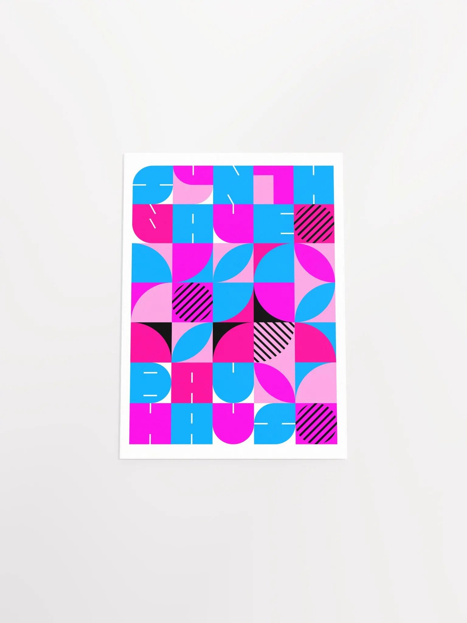 Bauhaus Synthwave #2 poster (fuchsia/magenta-blue) — abstract poster, retrowave print, vaporwave geometric art, 1980s print,1930s wall decor product image (9)