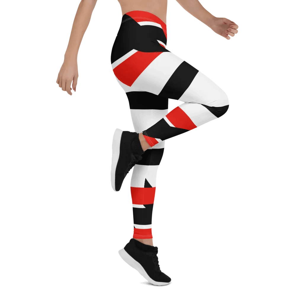 Black/Red/White Bent Line Leggings product image (2)