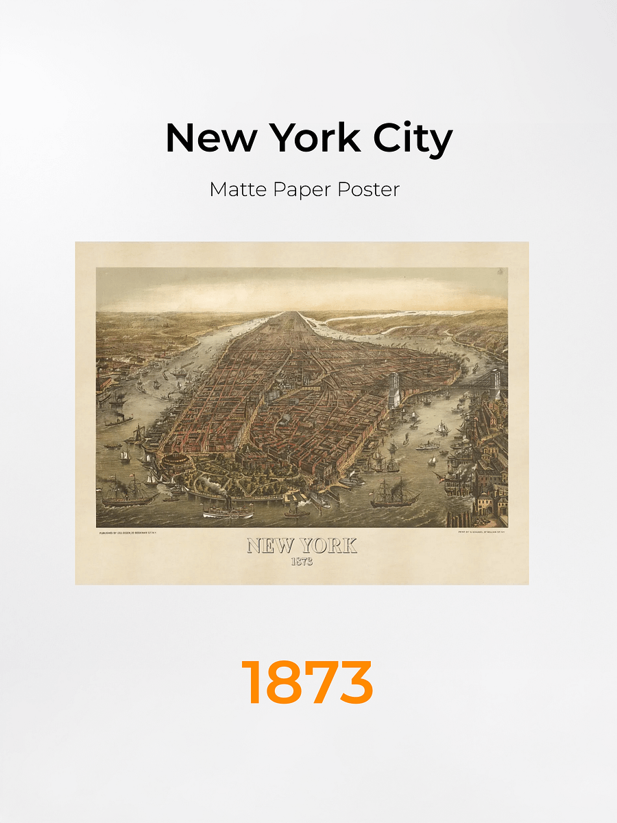 New York City 1873 Poster Print – Hand-Drawn Historic Map Print (Unframed) product image (6)
