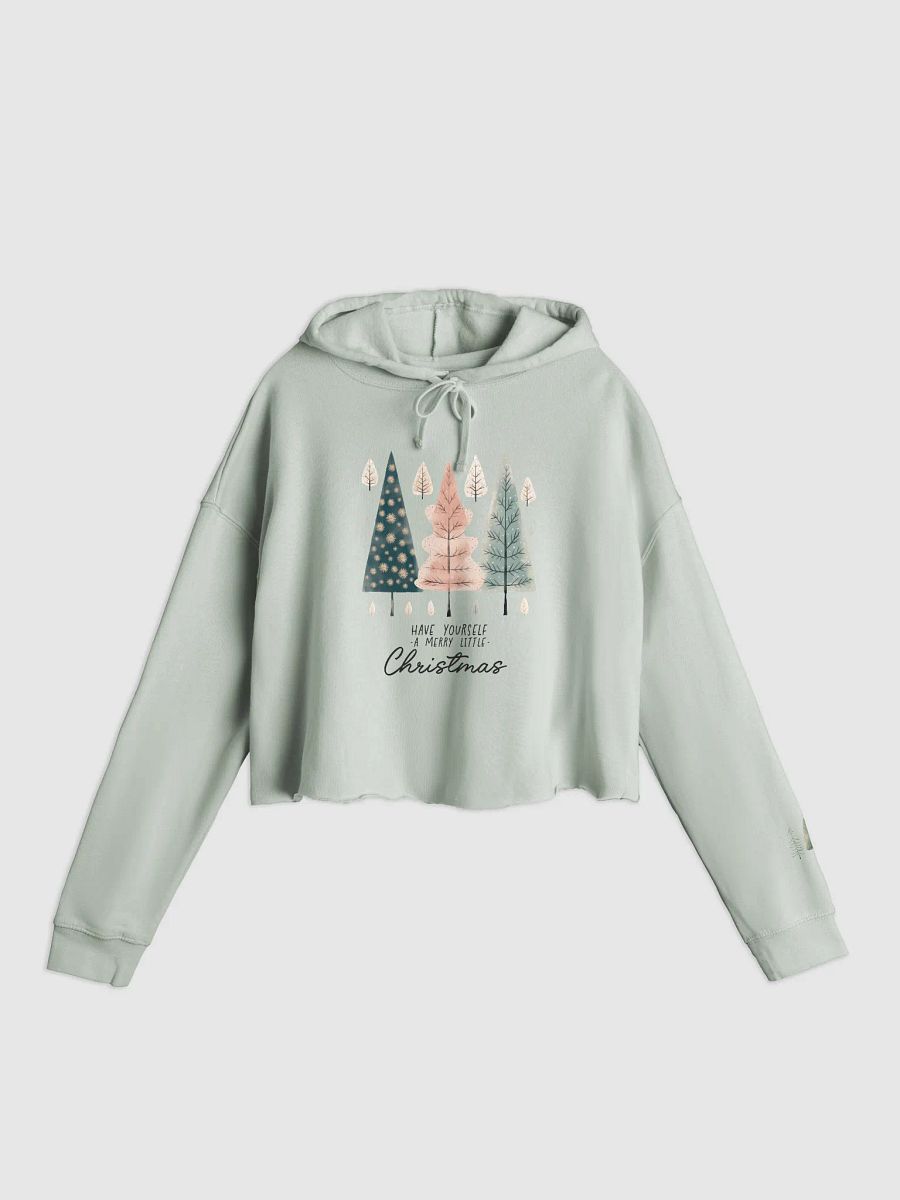 Festive Trees Illustrated Women’s Crop Hoodie product image (1)