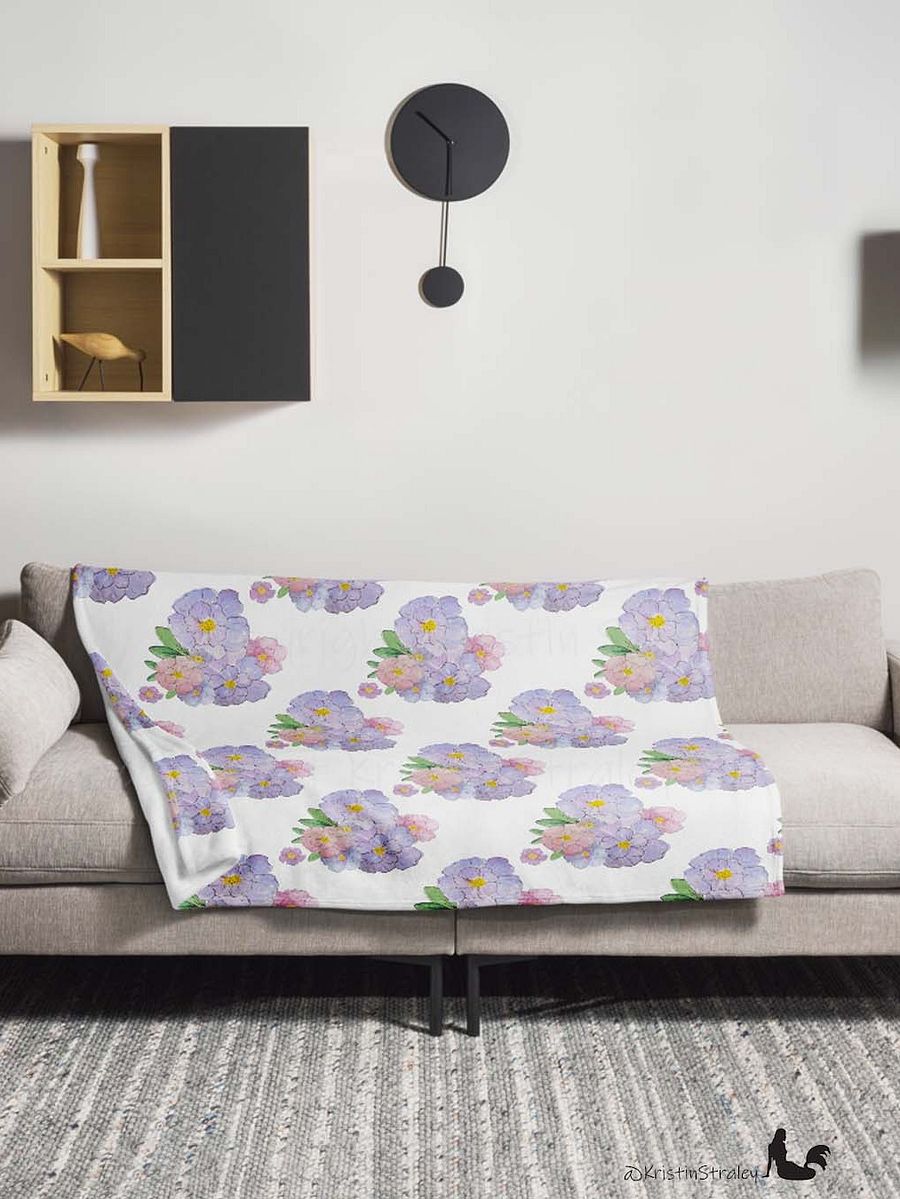 Lavender Flower Bouquet Fleece Throw Blanket product image (9)