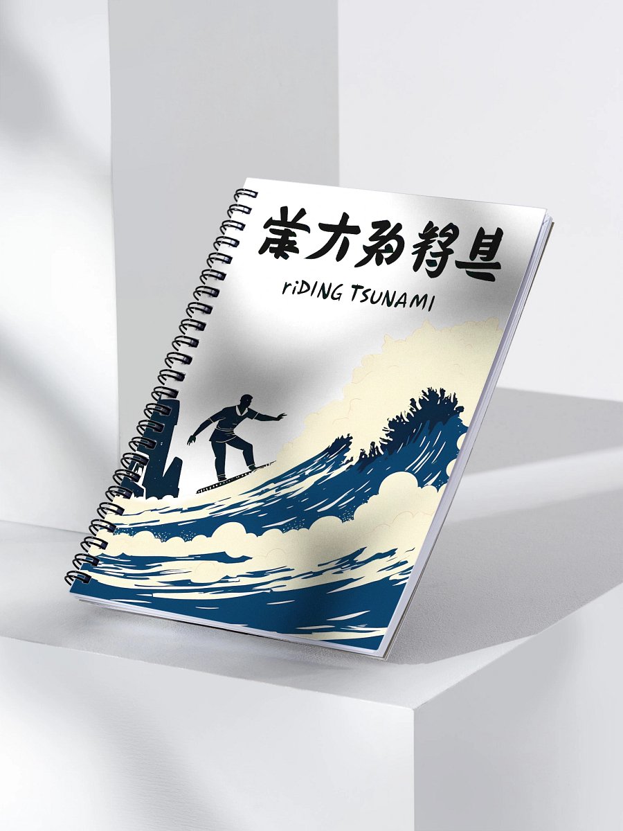 Chinese Calligraphy Tsunami Art Print Spiral Notebook product image (3)