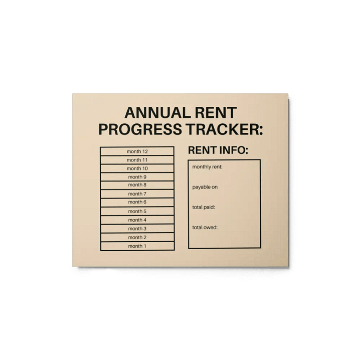 ANNUAL RENT TRACKER (black design 10) product image (1)