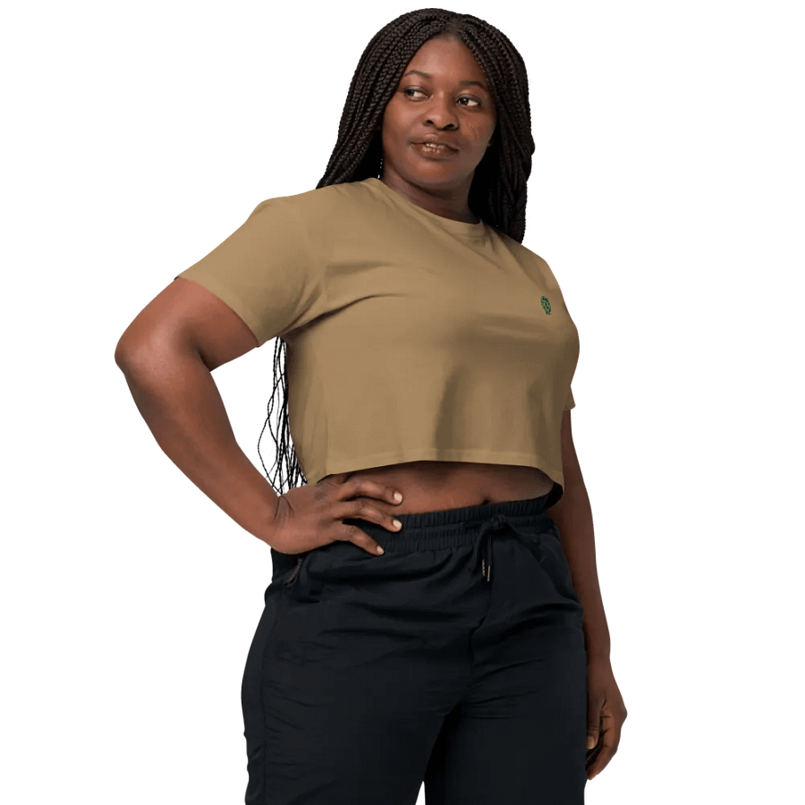 EXCLAIMING MENTALLY (L.C., moss) embroidered cotton crop top product image (17)